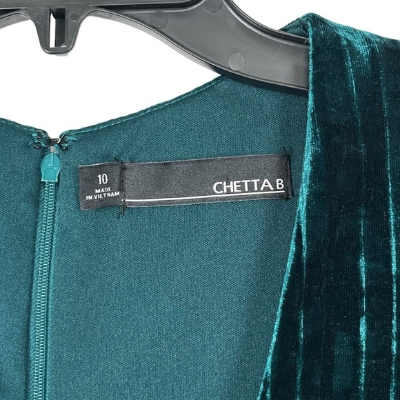 Chetta B Turquoise Green Velvet Fit & Flare Dress Size 10 - Picture 7 of 10
